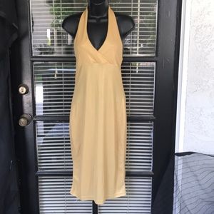 Gold Halter Sheath Cocktail Dress
